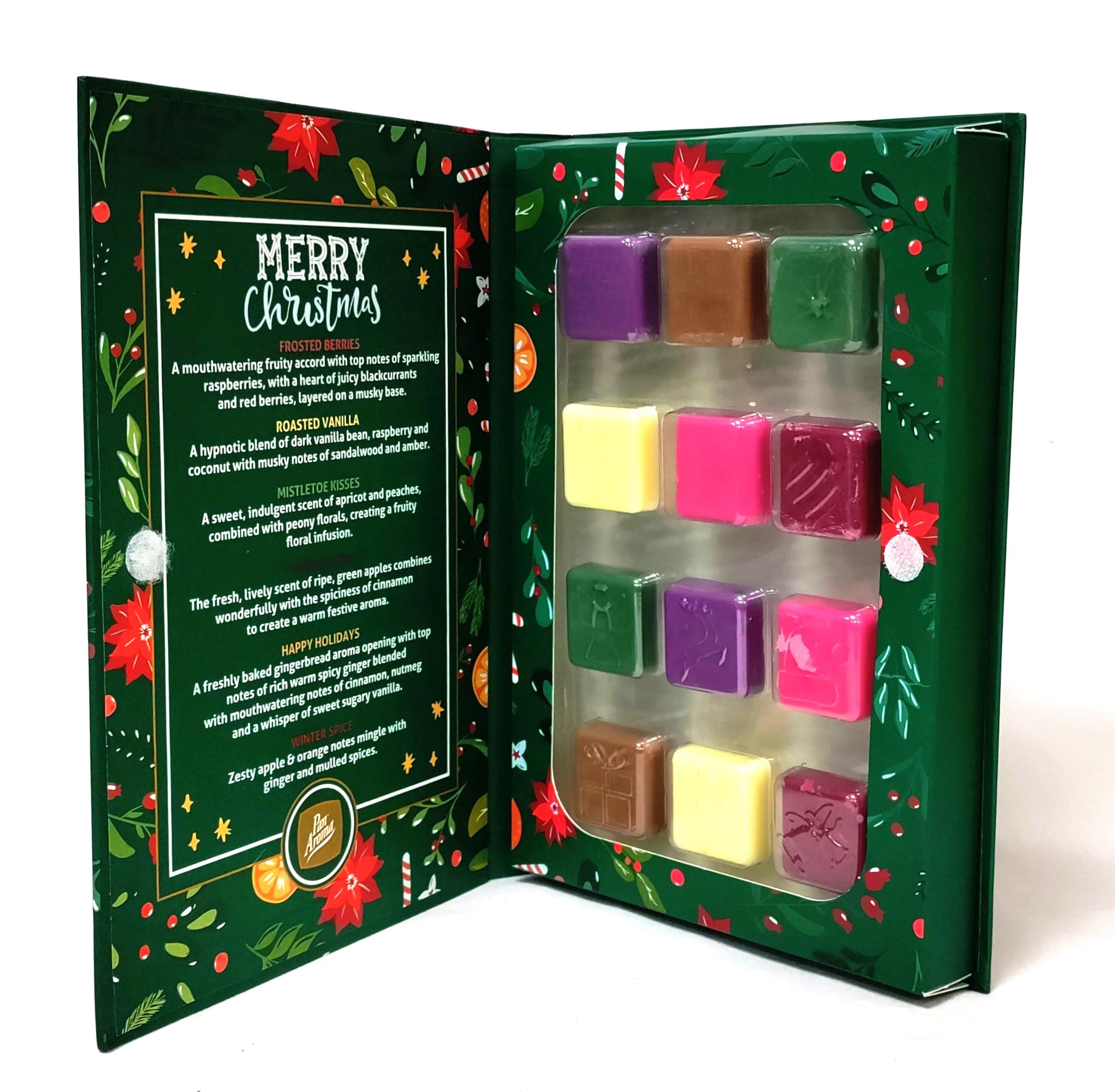 Pan Aroma Christmas Wax Melt Advent Calendar 12 Days Of Wax Melts Assorted Fragrances Spice Berry Vanilla, Green
